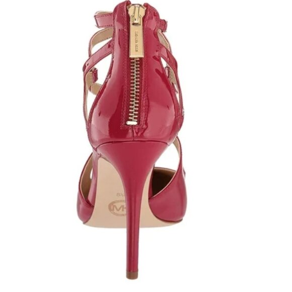 MICHAEL KORS Catia Red Pointed Toe Strappy High Heels 4" Patent Leather Sz.8 - Picture 2 of 15